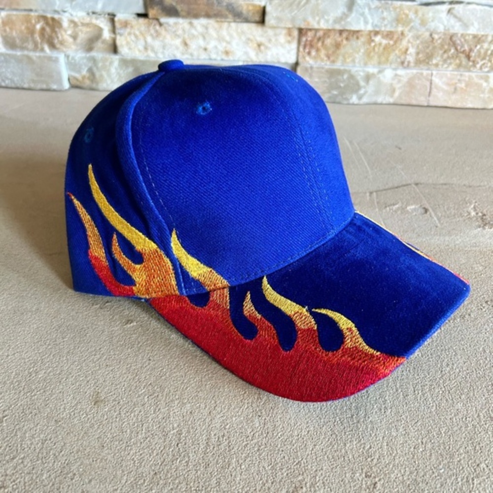 ISSI Royal‎ Blue Cap with Red & Yellow Flame Accent